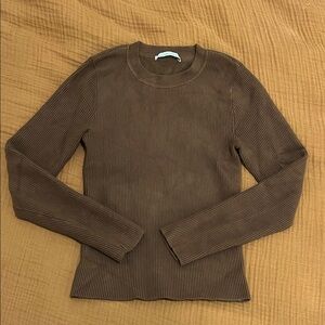 A&F Brown Crewneck Ribbed Sweater Size Small